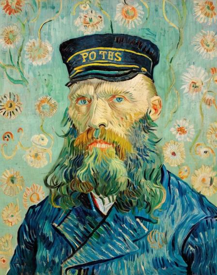 Make this a photo of me. I want a blue beard, blue hair, young man, no oil, all paint.