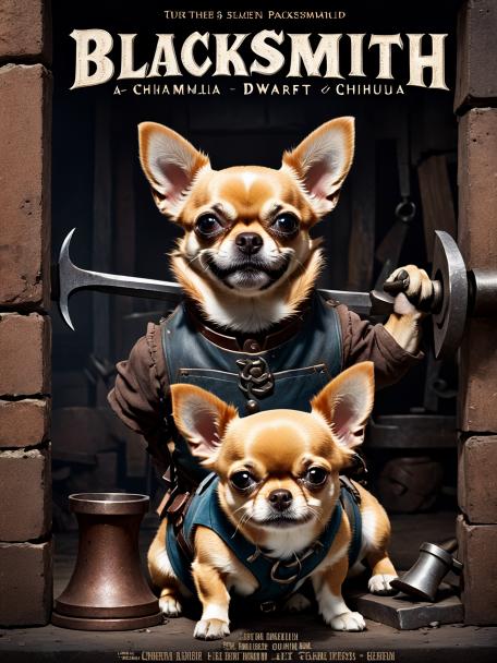 Blacksmith Dwarf with a Chihuahua.