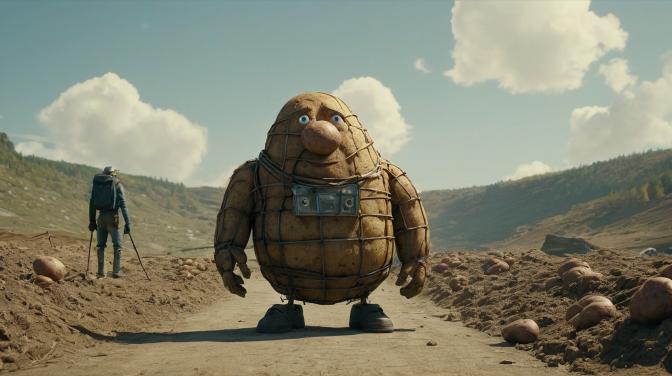 Potato man, inside a wo-