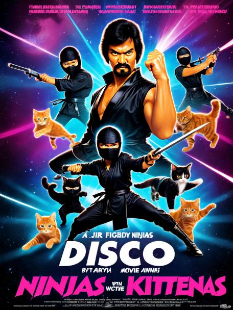 disco ninjas fighting angry kittens