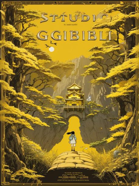 Studio Ghibli in yellow gold.