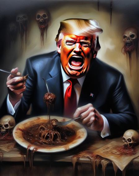 Donald Trump eating feces.