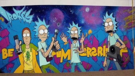 Rick and Morty hitting a bong,