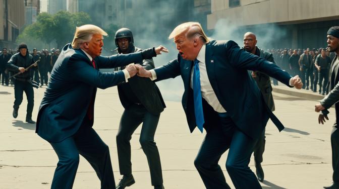 Trump getting beat up by thugs.