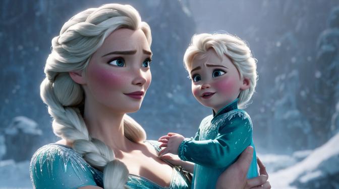Elsa with a baby.