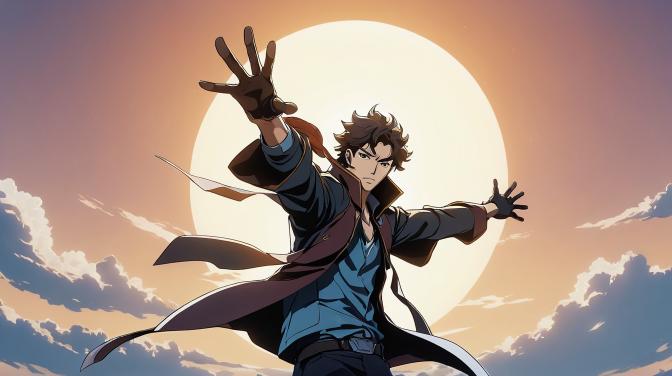 Sun Jin Woo from Solo Leveling. Anime art style.