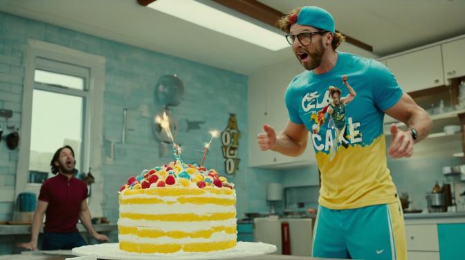 A surprise jumping out of a cake.