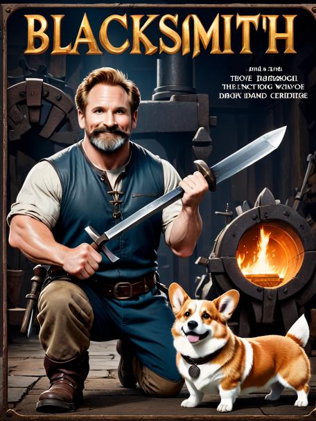 Blacksmith Dwarf and a corgi.