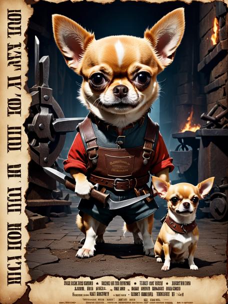 Blacksmith Dwarf with a Chihuahua.