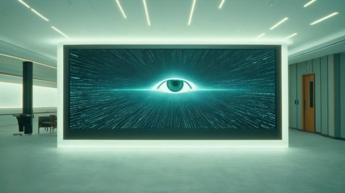 One mighty eye staring at the people in this room of this finita.