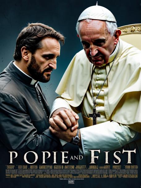 The Pope and Jesus fist-a-cuffing.