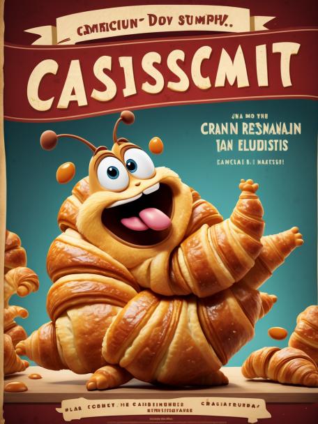 A cartoon croissant being clumsy.