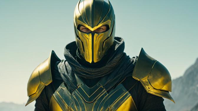 Gold rogue armor with a hood.