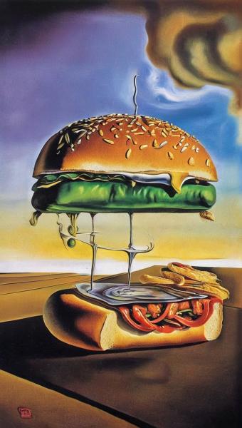 A hamburger sandwich.