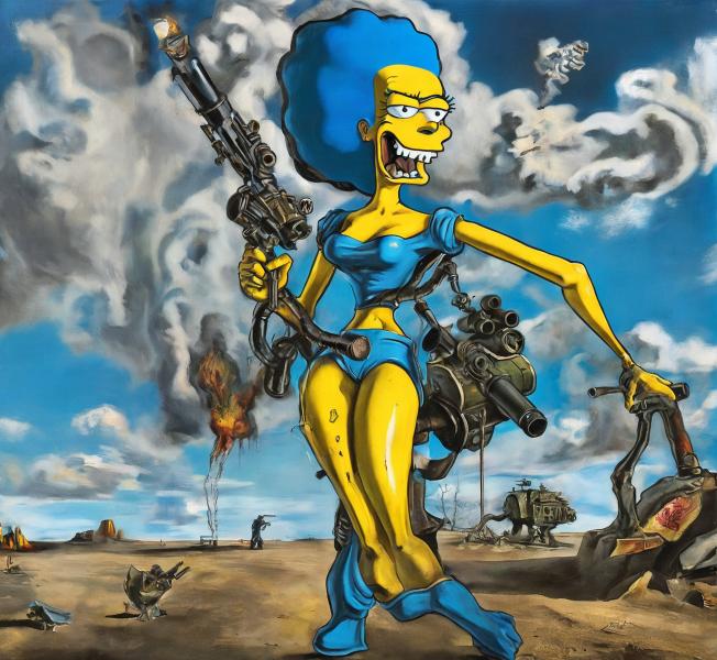 Marge Simpson with a minigun in Fallout 4
