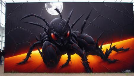 A giant dark spider, realistic,