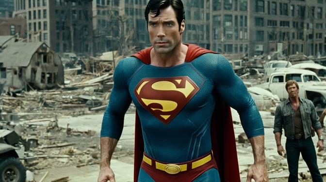 Superman wearing Chuck Norris underwear.