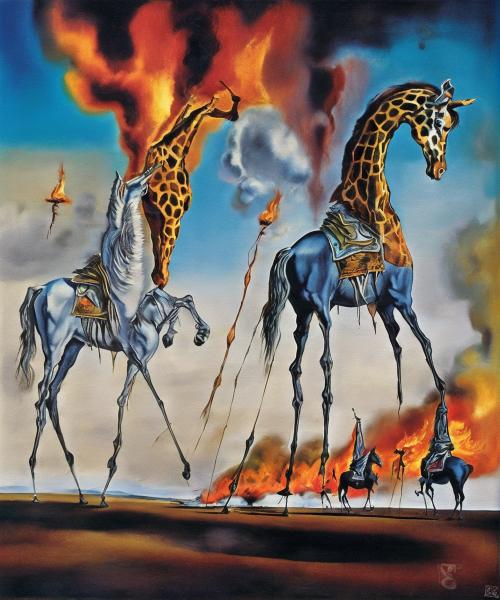 Burning Unicorn Giraffe Horses