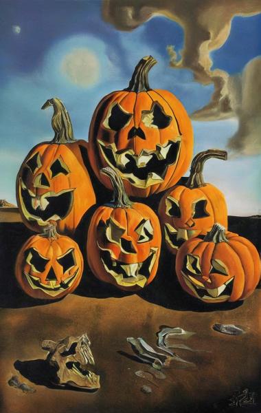 57 jack-o'-lantern pumpkins for Halloween.