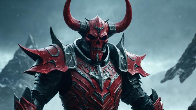 Red Necromancer armor with horns.