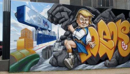 Trump wearing a binky,