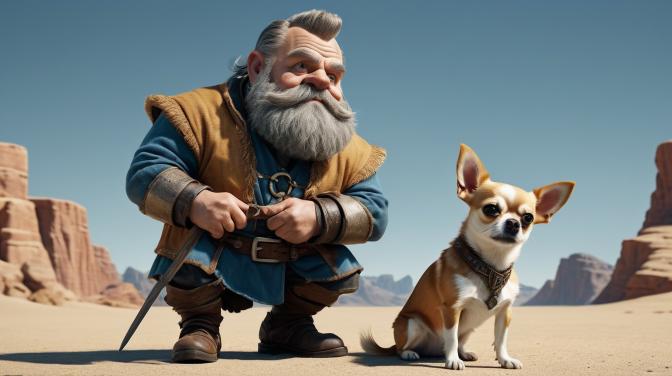 A Dwarf with a Chihuahua