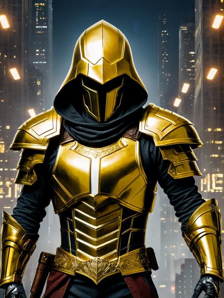 Gold rogue armor with a hood.