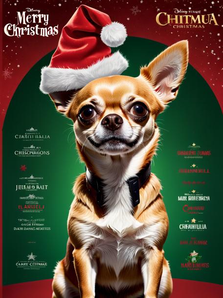 A Chihuahua wearing a Christmas hat.