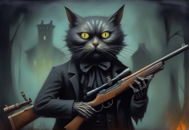 Cat with rifle