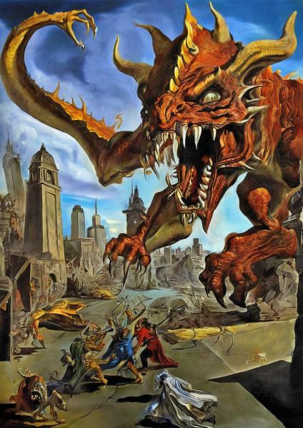 Dungeons and Dragons Tarrasque rampaging New York City.