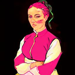 Female warrior in pink armor.