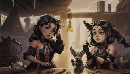A blacksmith dwarf with a chihuahua,
