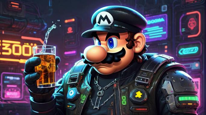 Mario drinking Goomba