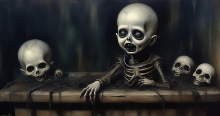 L'image d'un bébé qui a été tué en plusieurs pièces.