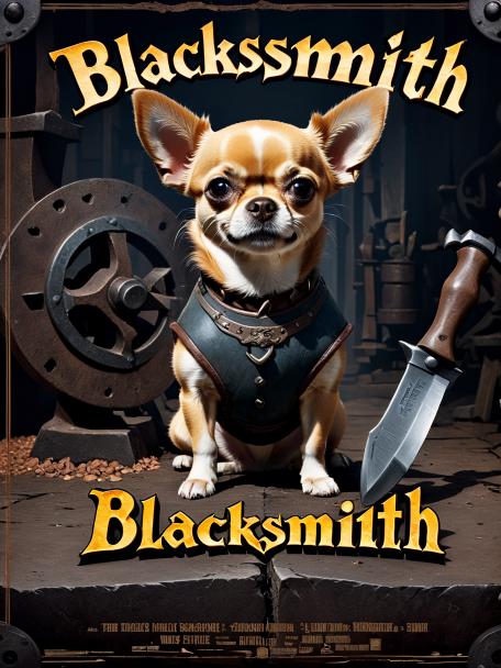 Blacksmith Dwarf with a Chihuahua.