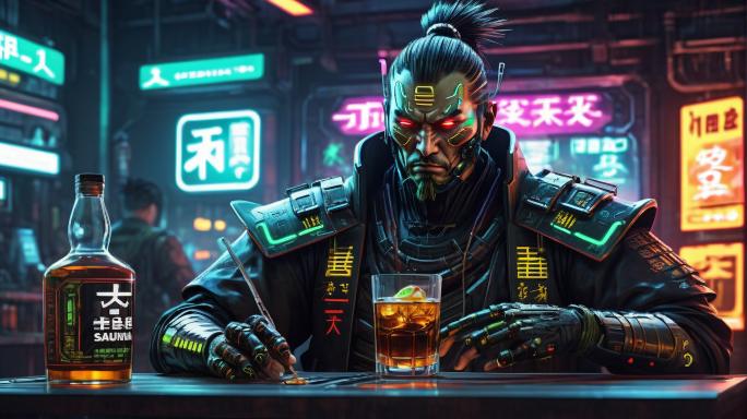Deviless Samurai drinking whiskey.