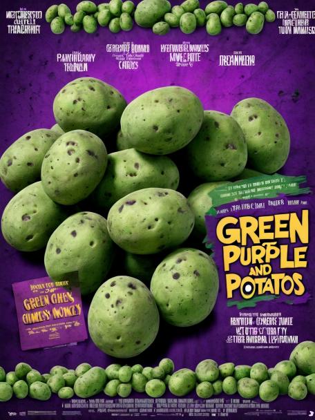 Green and purple potato with extra cheesy monkeys.