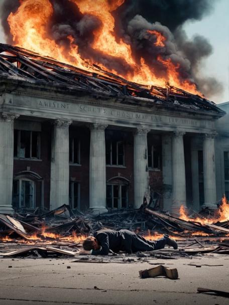 It's Christmas Eve, the school's burned down to ashes and there's a dead body on the floor.