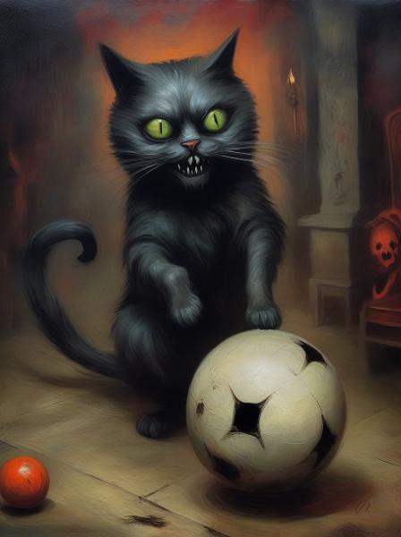 Cat playing with a ball.