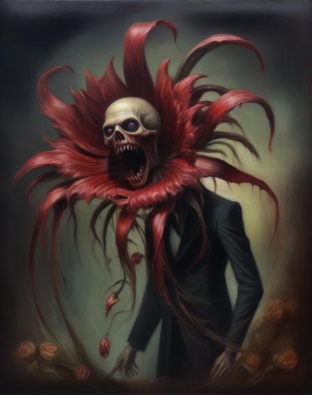 A person being devoured by a carnivorous flower.
