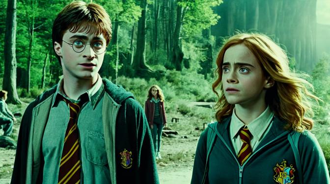 Harry Potter and his friend Hermione and Ronald Weasley