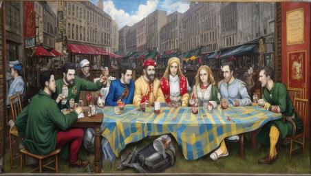 Guildmates having a drink,