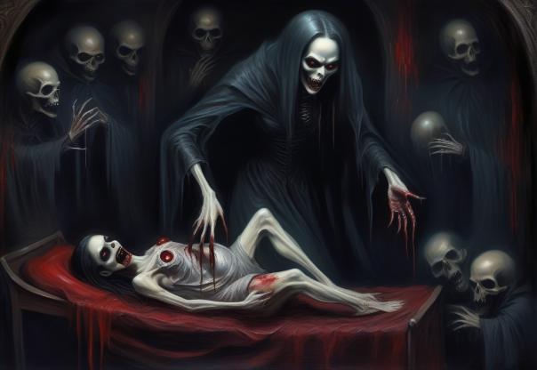 A female vampire giving birth.