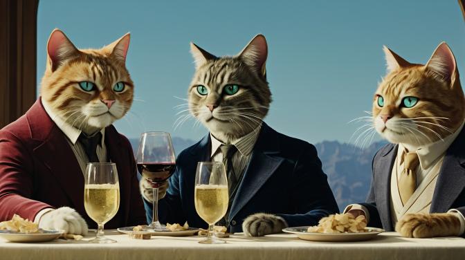 Cats drinkin' wine.