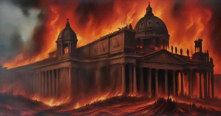 Show me a picture of Rome on fire.