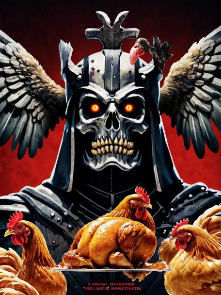 Overlord eating a live chicken.