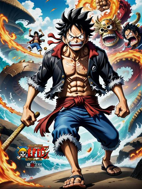 Luffy going gear 5 against Kaido from One Piece.