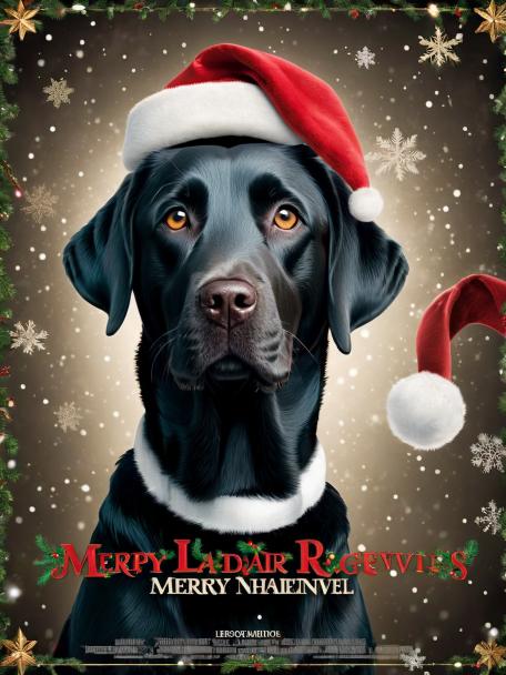 a Labrador Retriever wearing a Christmas hat