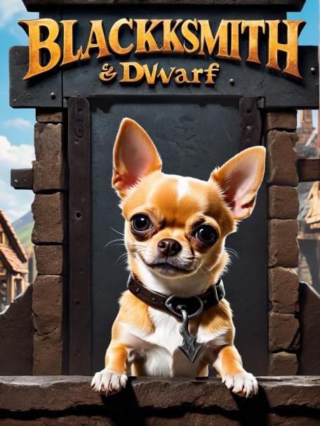 Blacksmith Dwarf with a Chihuahua.