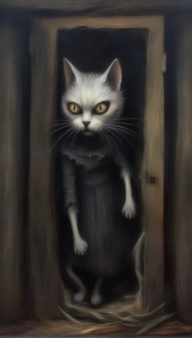 A cat going meow as it's body rips in half.